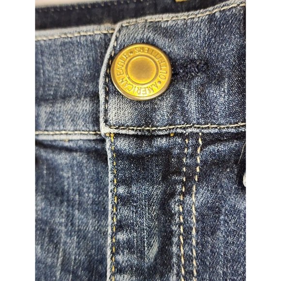 American Eagle Jean Shorts Womens Size 2 Blue Denim Stretch Embroidered Pockets - Picture 8 of 12